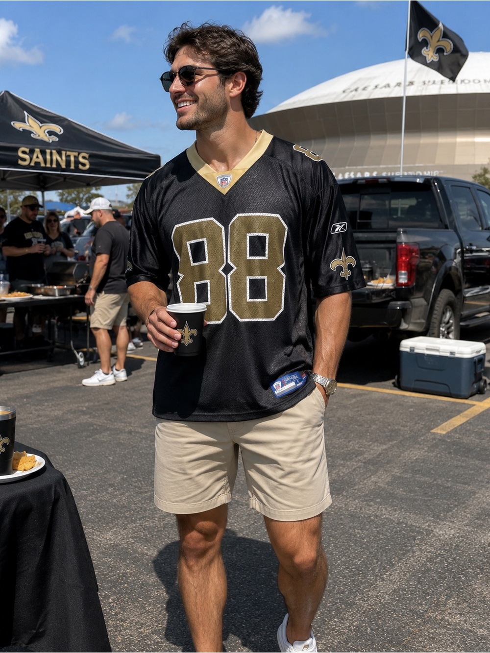 Onfield Reebok NFL Men's 88 Shockey NOLA Saints Black Gold Football Jersey L